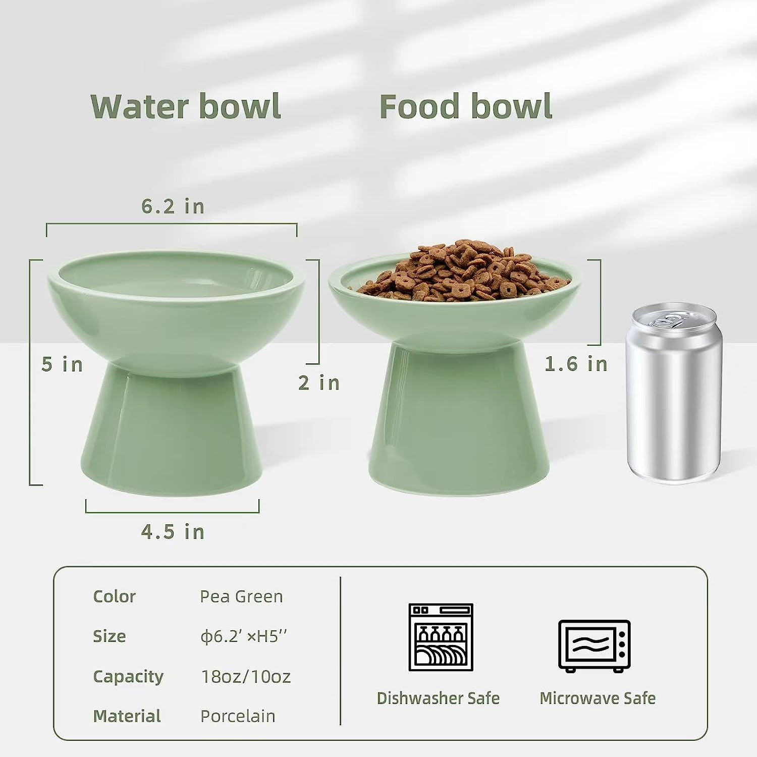 CEEFU 2 Extra Wide Elevated Cat Food Bowl, Ceramic Cat Bowls for Food and Water, Wide Shallow Cat Food Dish, Whisker Fatigue, Lead & Cadmium Free, Great Height for Cat, Sage Green - Pink 2 image number 6