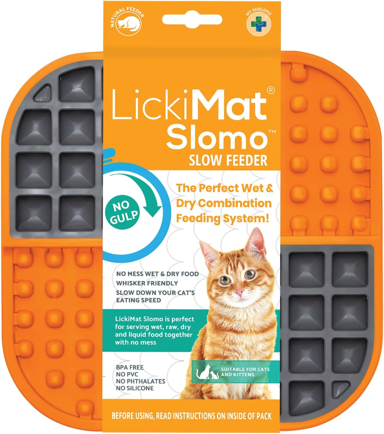 Lickimat Cat & Kitten Slomo Food Mat, No Mess Combo Feeder & Slow Feeder. Perfect for Wet Food & Dry Food; Calming Treat Dispenser; Anxiety Relief. Interactive Alternative to Puzzle Toys & Cat Bowls! image number 4
