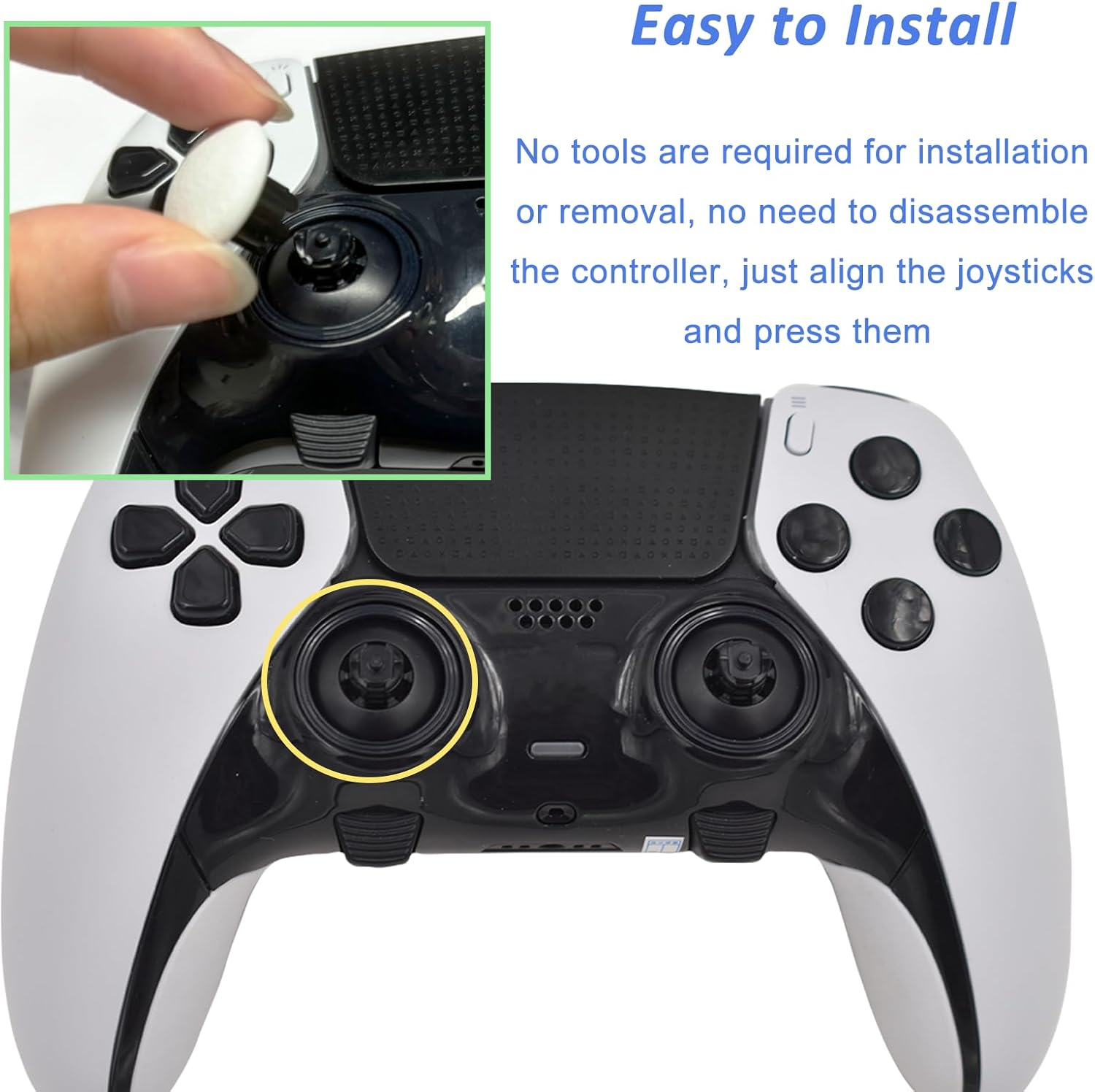 6 in 1 Interchangeable Thumbsticks for PS5 Dualsense Edge Controller,Thumbsticks Analog Joysticks Kits,Replacement Joysticks Parts for PS5 Dualsense Edge Controller(White) - Black image number 4