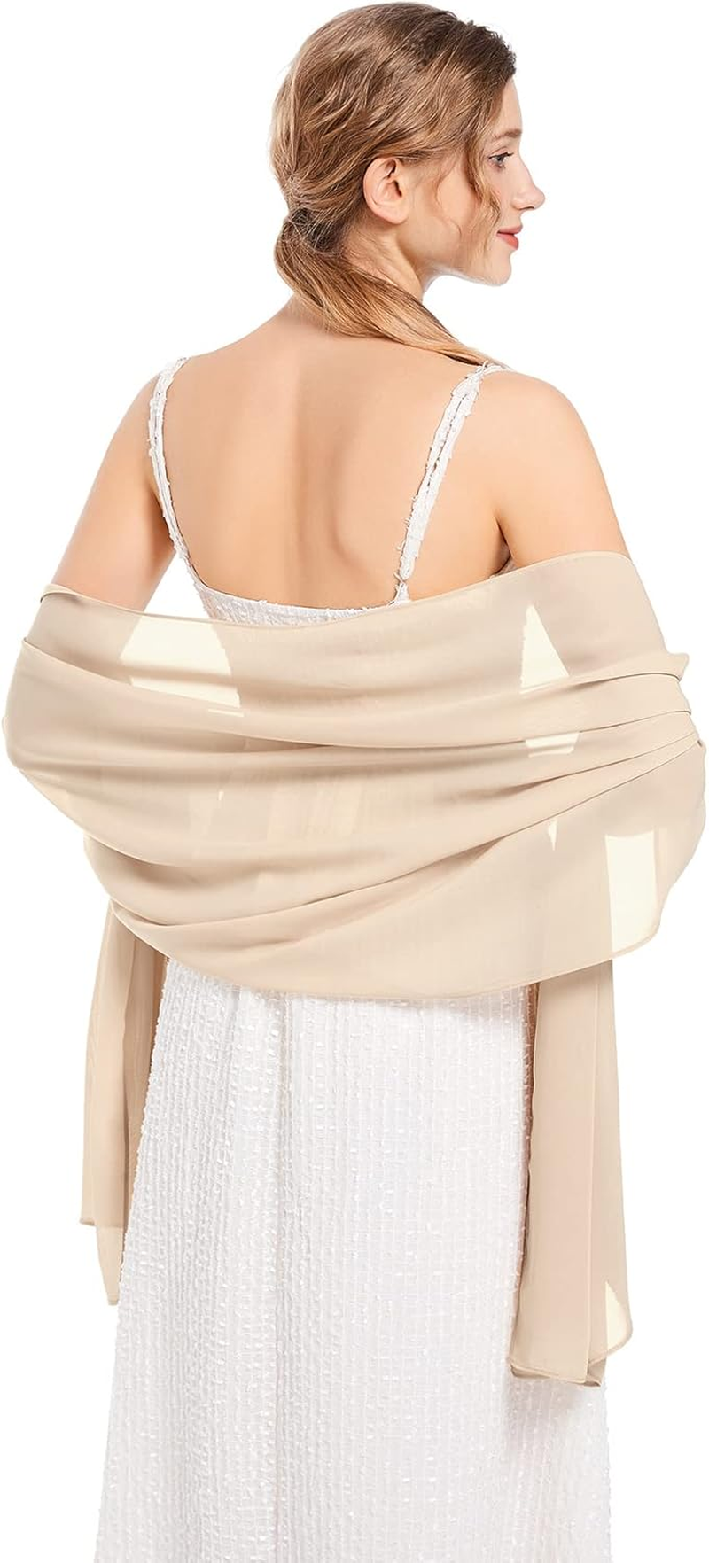 Shawls and Wraps Soft Chiffon Scarve Scarf for Evening Party Dresses Wedding Stole, Champagne1, One Size