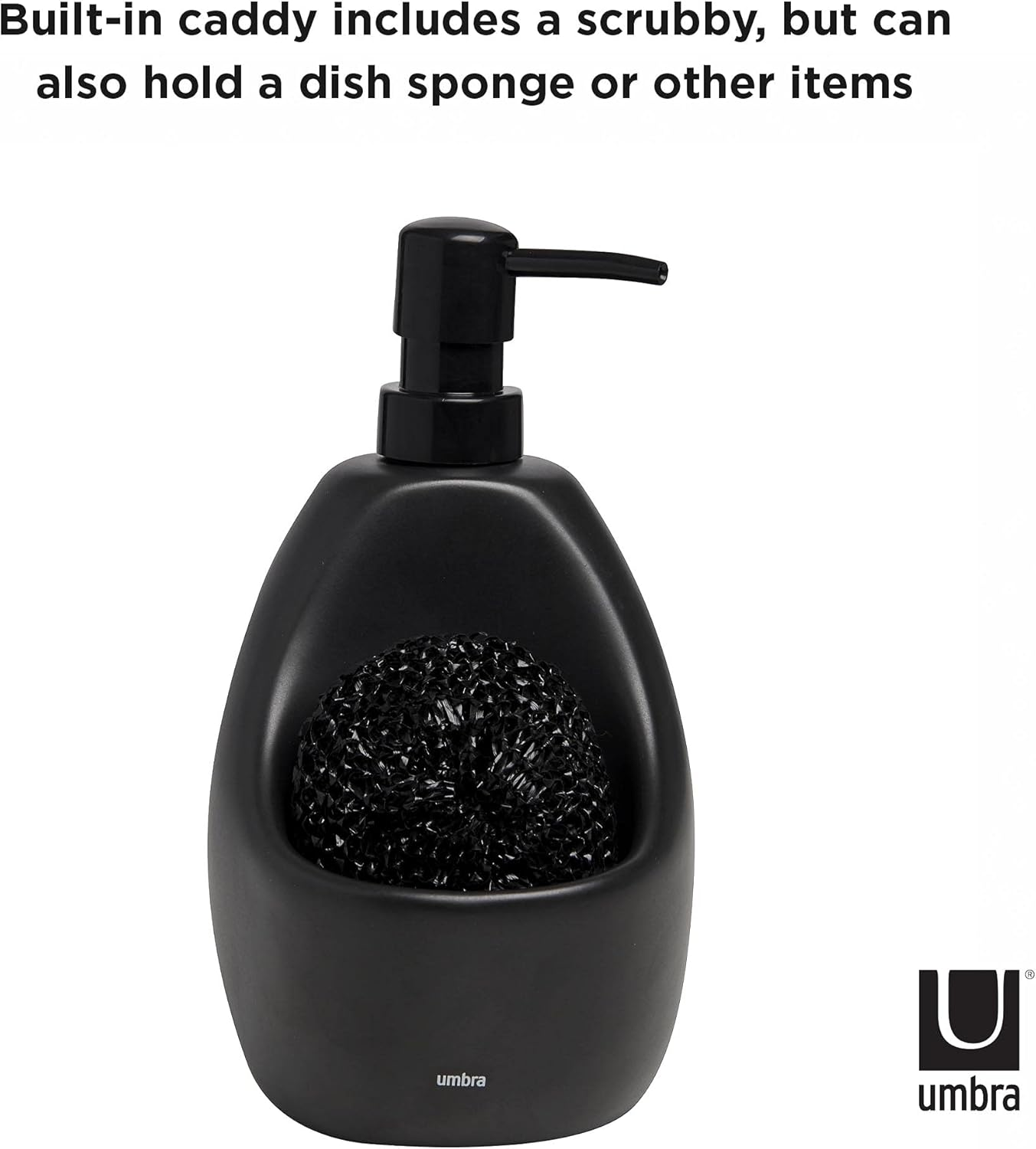 Umbra Joey Kitchen Soap Pump with Scrubby Holder, Black, 24 Pieces