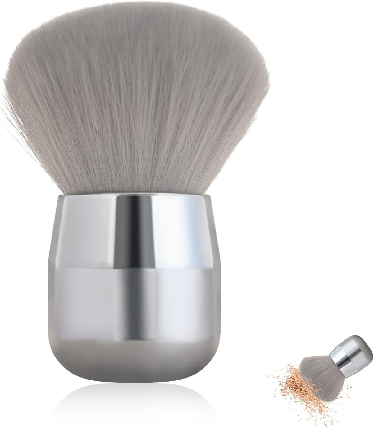 YAFIYGI Loose Powder Brush Large Pink Powder Foundation Brush Flat Arched Perfect for Blending Liquid,Concealer, Powder,Buffing and Flawless Cream