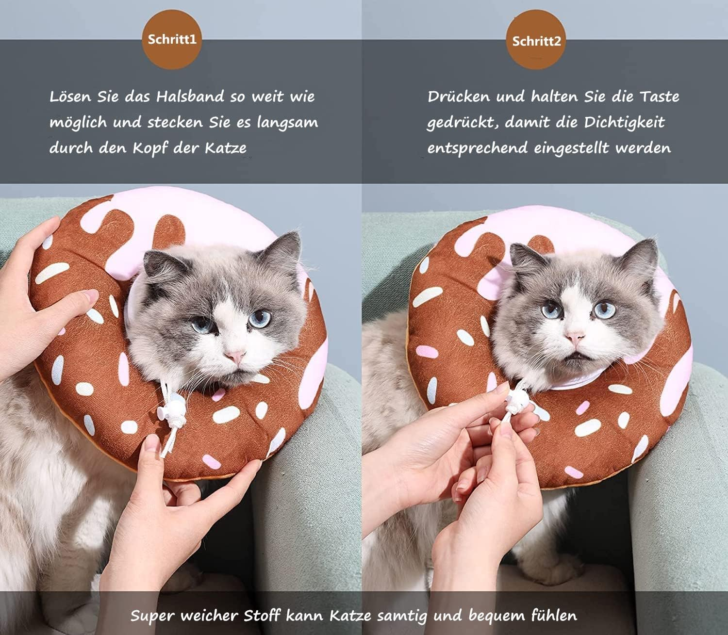 Voarge Cat Collar, Soft Soft Cat Protective Collar, Adjustable Cat Recovery Collar, anti Bite Safety Adjustable Protective Collar, for Pets Cats Puppies (M) image number 3