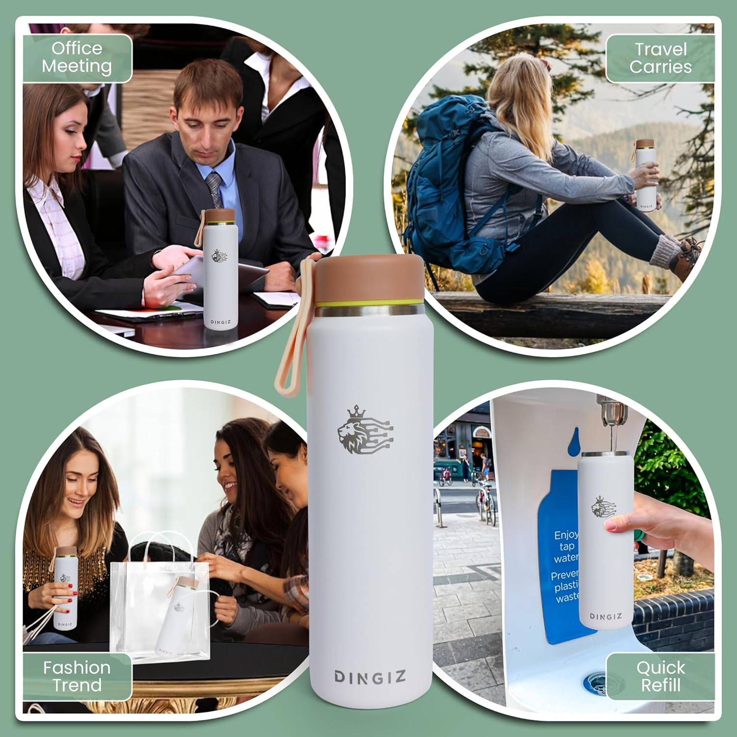 Dingiz 9Oz Stainless Steel Pocket Water Bottle &ndash; Mini Insulated Thermos Coffee Flask for Kids & Adults, Eco-Friendly, Compact Design for Purses, Office, School, Walking, and Travel image number 1