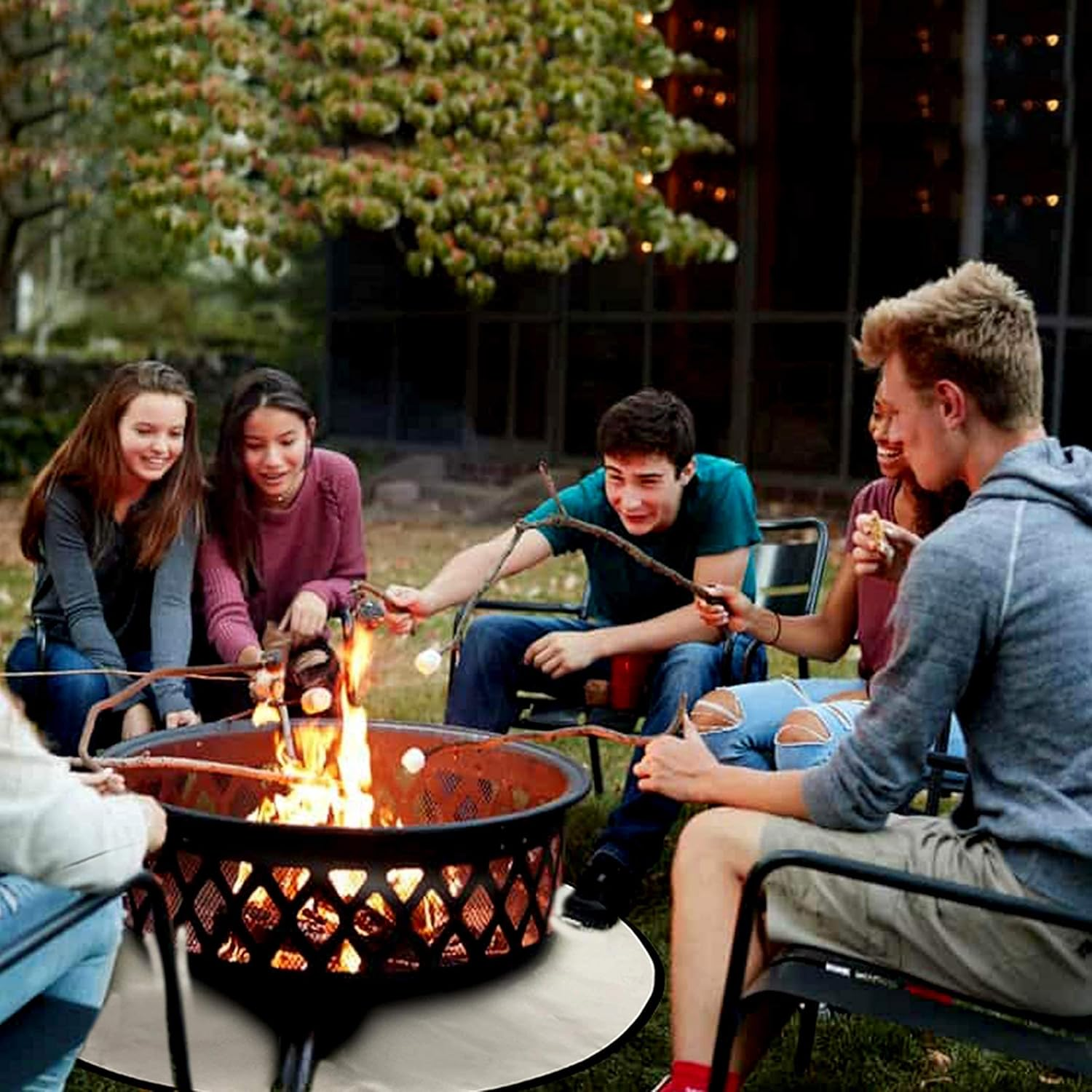 Fire Pit Mat - round Fireproof Mat for under Fire Pit - Easy to Clean Heat Resistant Undergrill Mats for Outdoor Grill - Heat Shield Rug Great as a Grill Mat, Smoker Pad, on Patio (36 In) image number 4