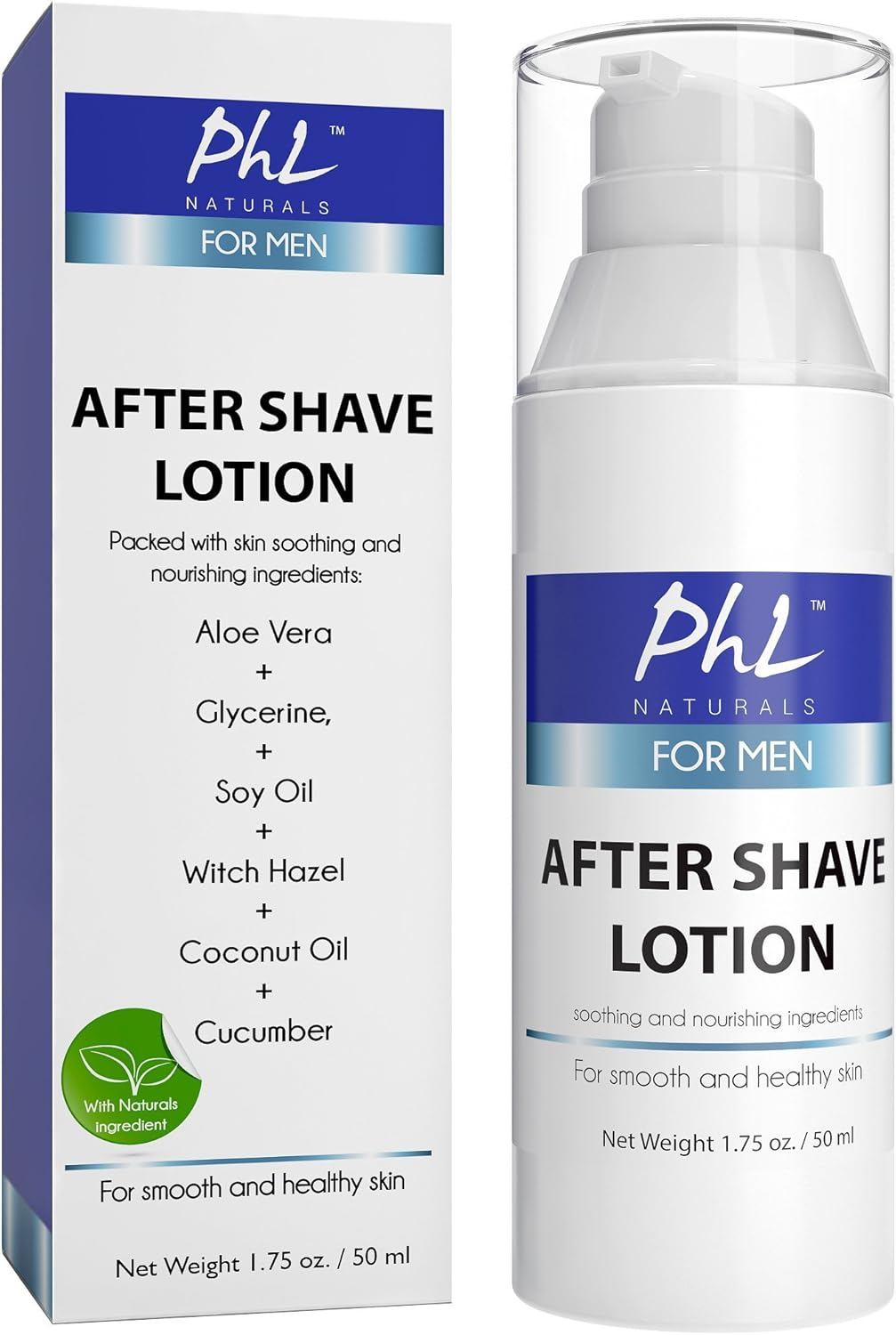 PHL Naturals Unscented Aftershave for Men, after Shave Lotion - Soothes, Moisturizes, Repairs Skin & Prevents Razor Burn, Smooth Soft Finish, 1.75 Oz / 51.7 Ml image number 5
