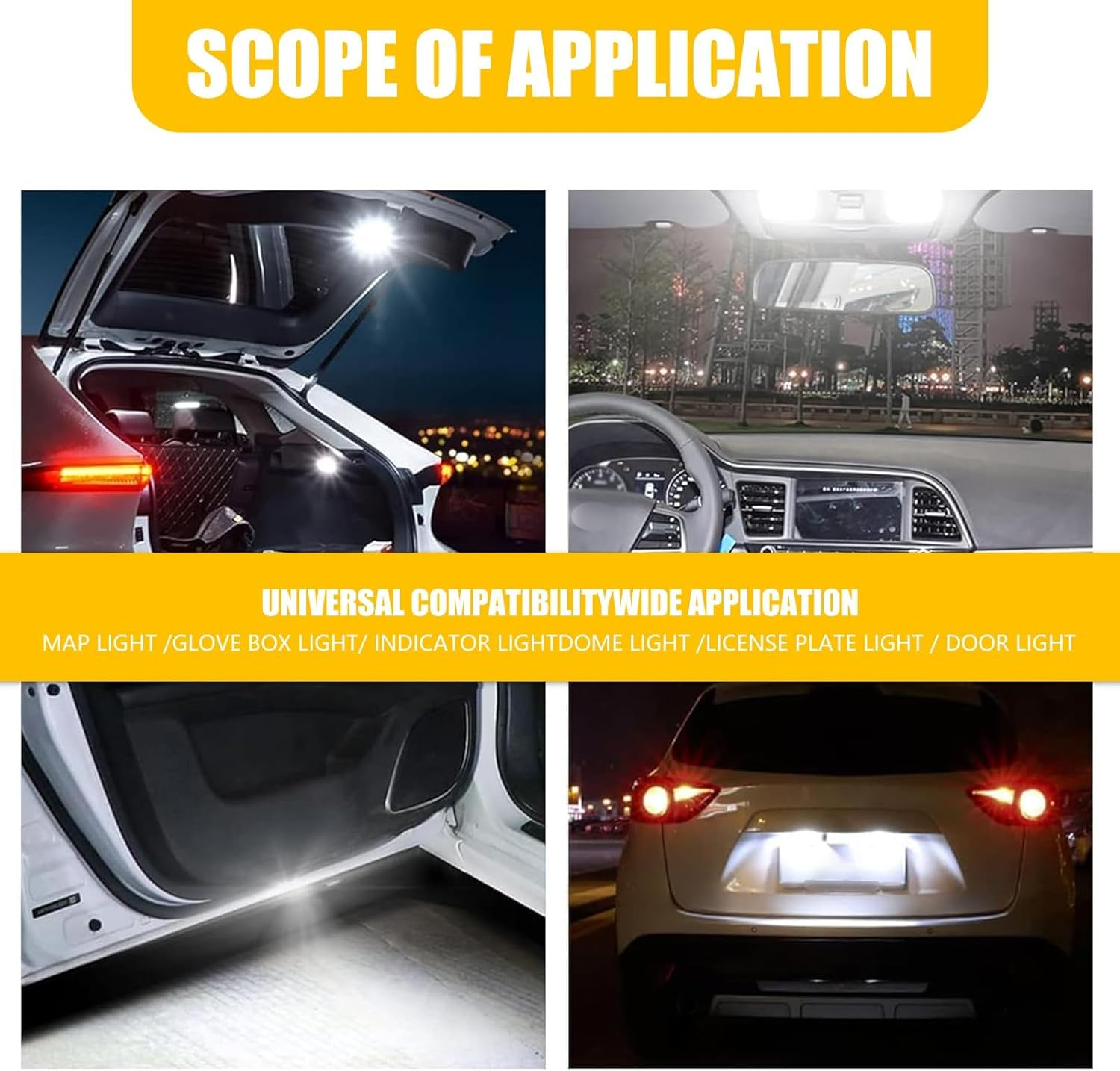 10 PCS T10 Car Width Indicator Light, 10Mm X 25Mm 7000-7500K 2400LM Fiberglass Plate High Brightness License Plate Light, 360&deg; Lighting Replacement Accessory, Suitable for Most Models (White) image number 6