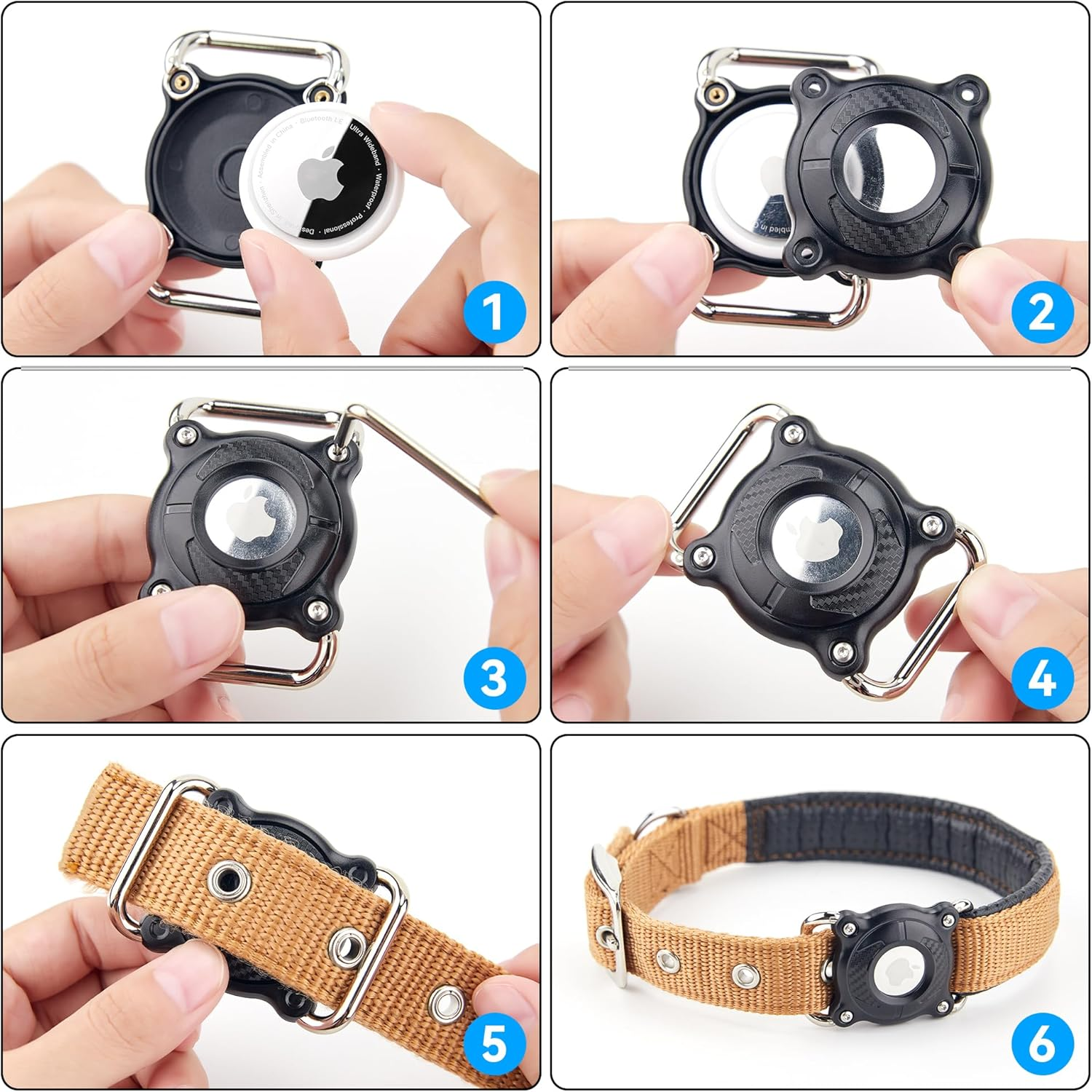 For Apple Airtag Dog Collar Holder,Ipx8 Waterproof Airtag Holder for Dog&Cat Collar,Removable Metal Loop,Hard Tpu,Ultra-Durable, Fits 1" Width Collar Air Tag Case image number 2