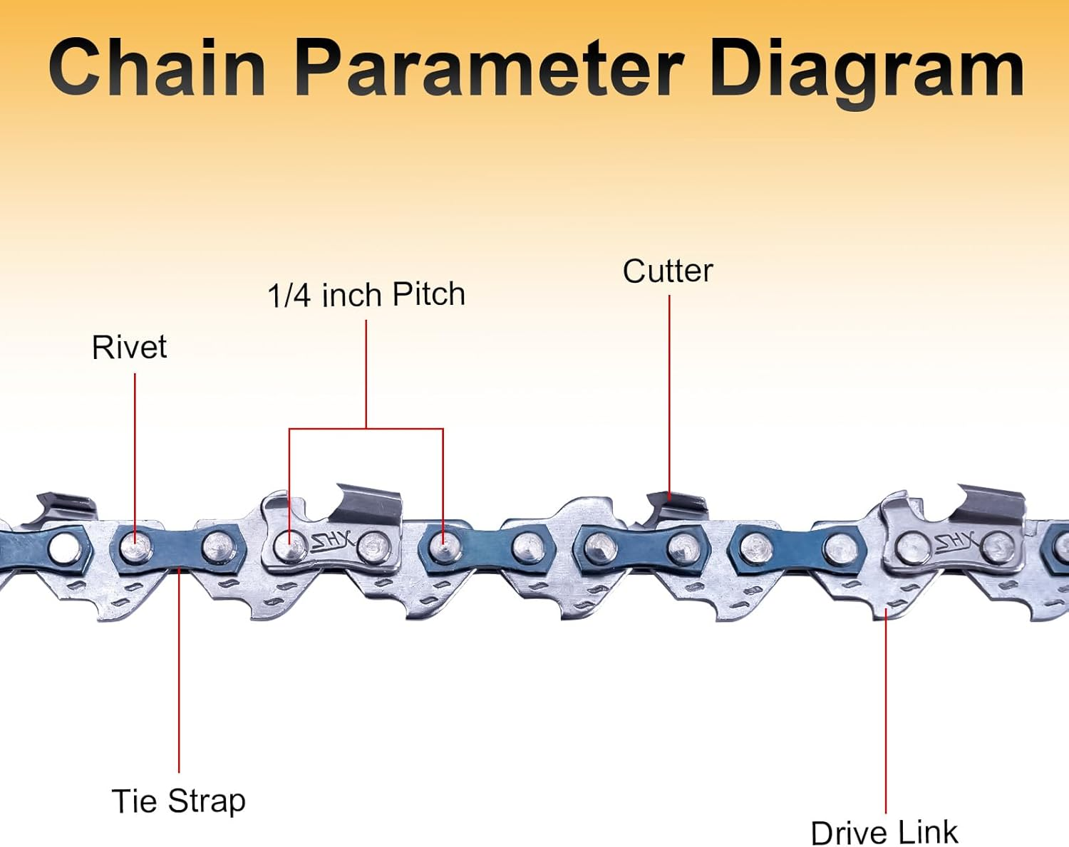 8 Inch Chainsaw Chain Replacement, 45 Drive Links .043" Gauge 1/4" LP Pitch Low-Kickback Fits Prunarbo PR-E8 8Inch Mini Electric Hand Saw Cordless for Wood Cutting Trimming Gardening Tool (Chain-1Pc) image number 1