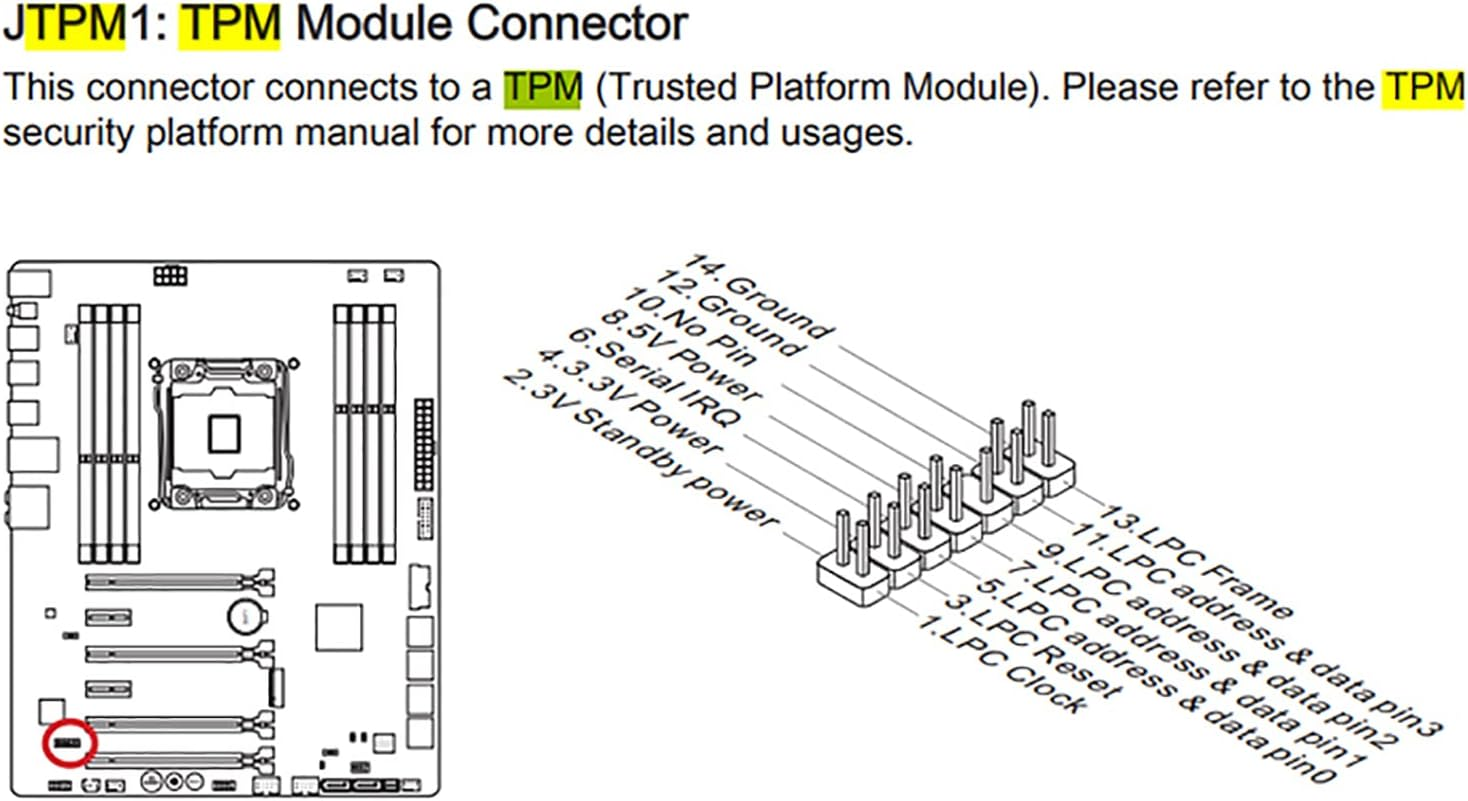 MSI TPM2.0 Security Module 12Pin -SPI for MSI MS -4136-4462 Motherboard