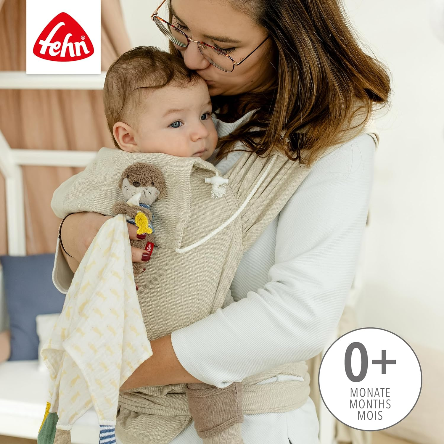 Fehn Muslin Cuddle Blanket Otter - Sleep Aid & Stuffed Toy Cuddle Blanket with Cotton Muslin Cloth & Cute Toy Figure - for Babies and Toddlers from 0+ Months image number 1