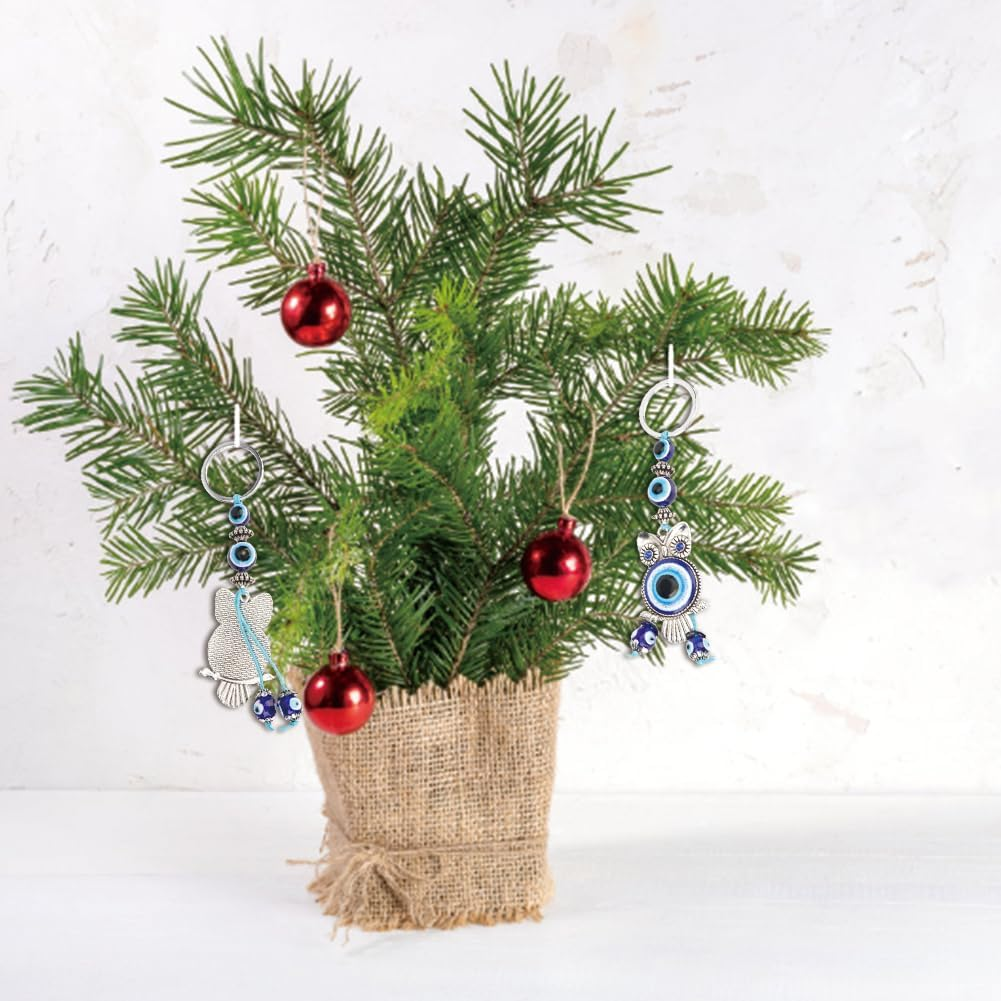 Evil Eye Key Chain, Evil Eye Owls Key Ring Blue Turkish Protection Charm Keys Holder Good Luck Hanging Stylish Pendants Car Handbag Decor Ornament Family Friends Birthday Christmas Graduation image number 6