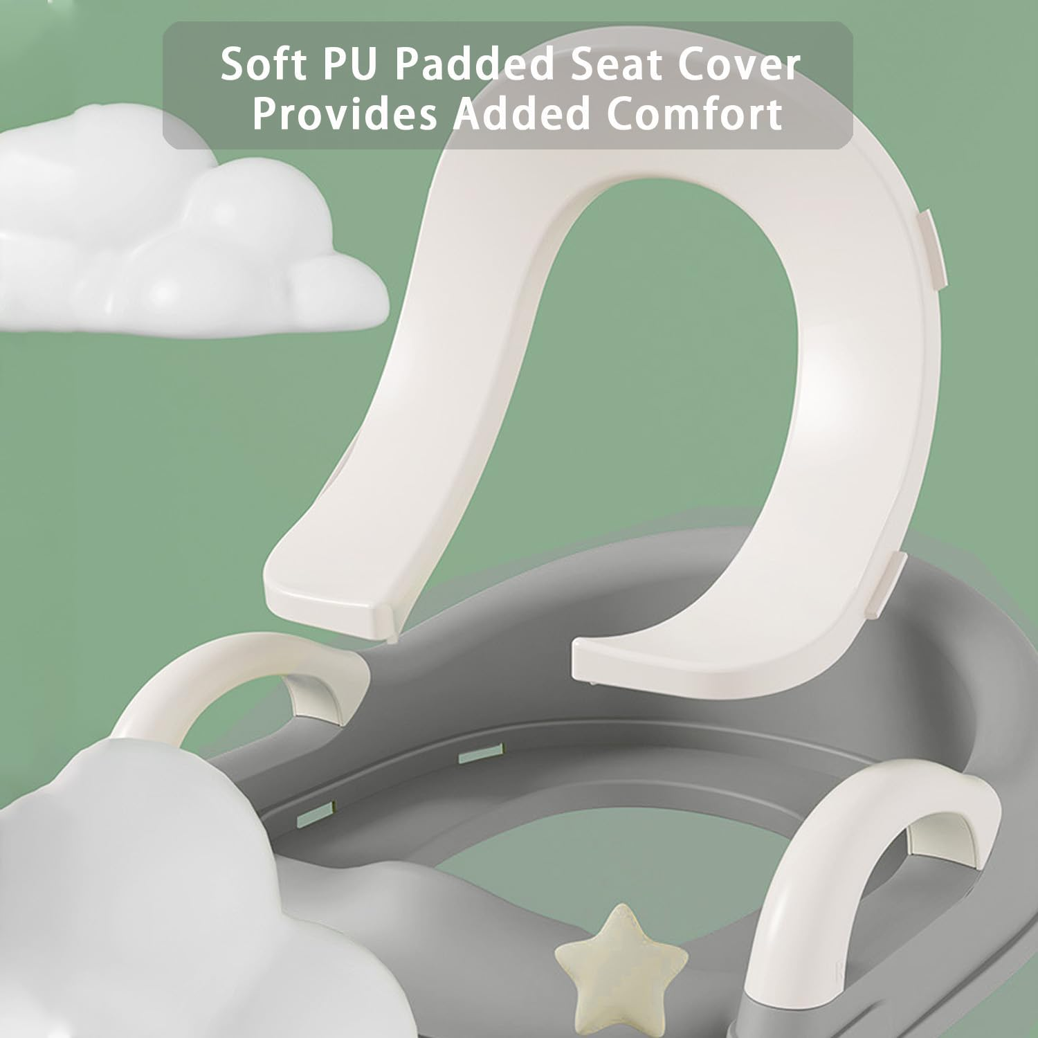 Toilet Potty Training Seat with Step Stool Ladder, Comfortable Safe Potty Seat with Anti-Slip Pads Ladder for Kids Boys Girls Toddlers (Grey) image number 1