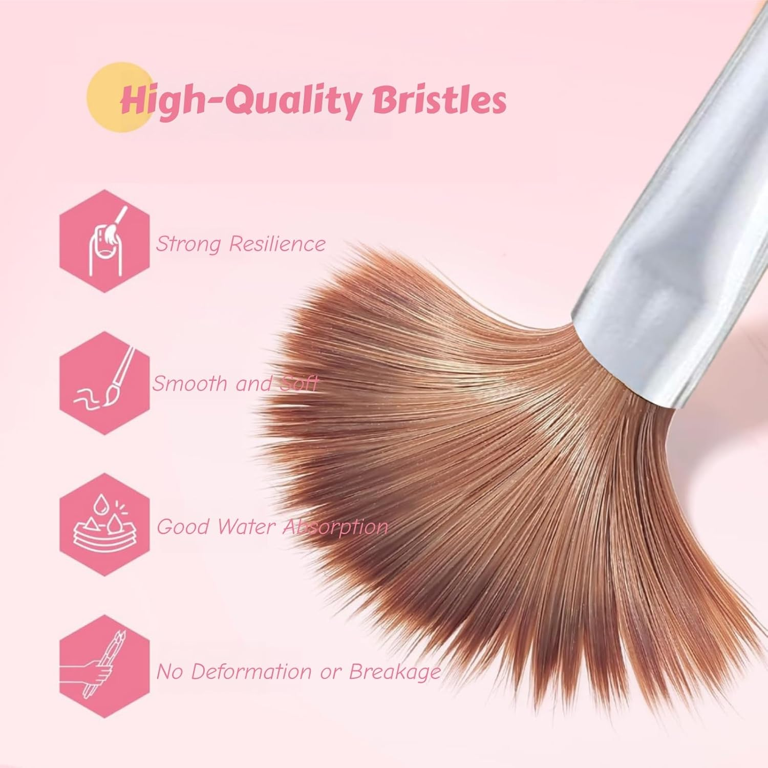 Suytvenxau 3Pcs Acrylic Nail Brush Set - Professional Nail Brushes Sizes 8/10/14 for Powder Application, Nail Art Extension, 3D Carving, DIY Home Salon Manicure Tools image number 5