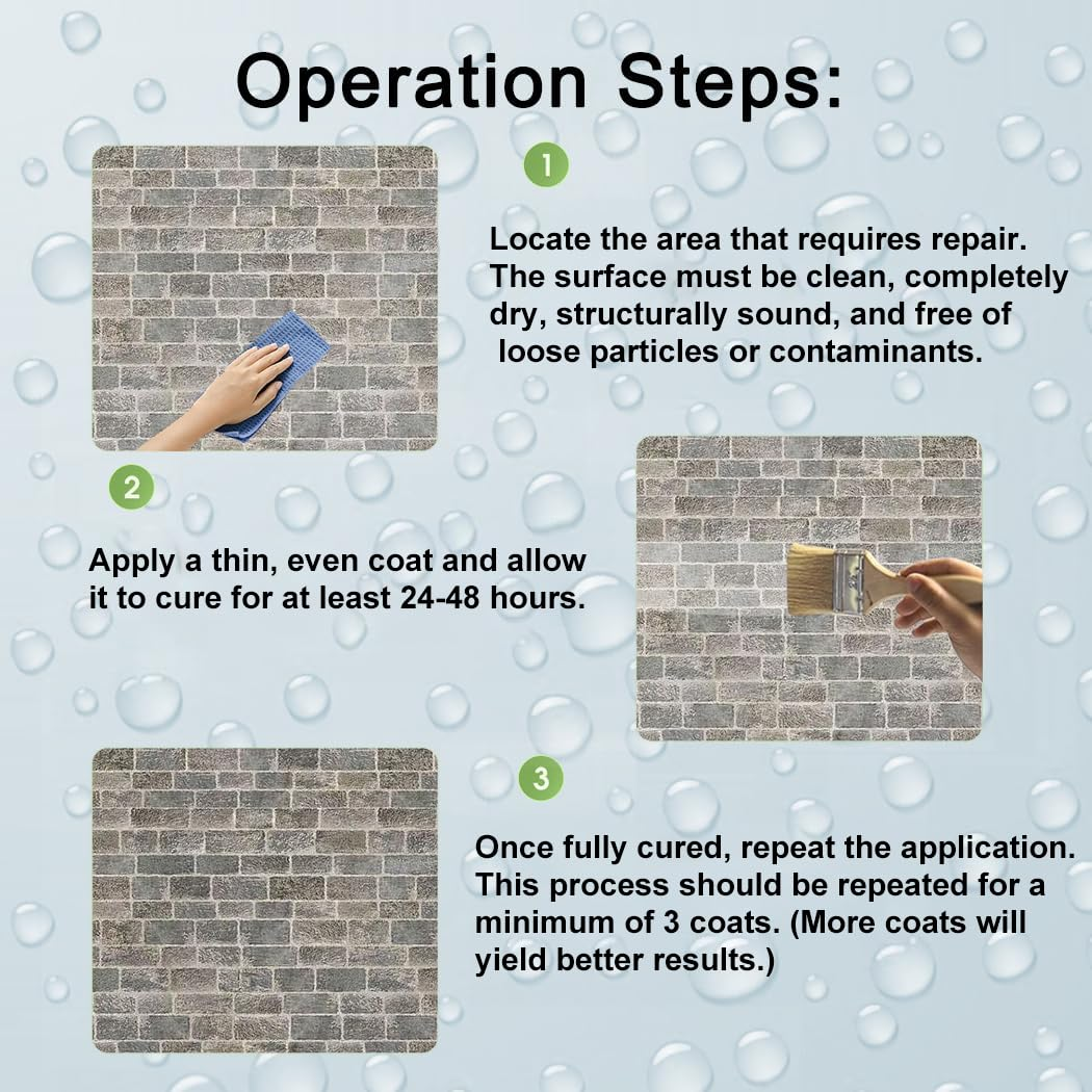 Liquid Transparent Waterproof Adhesive 1000G/35Oz，Invisible Agent Sealant Clear Leak Repairing Water Proof Coating Anti-Leakage Glue Indoor & Outdoor image number 3