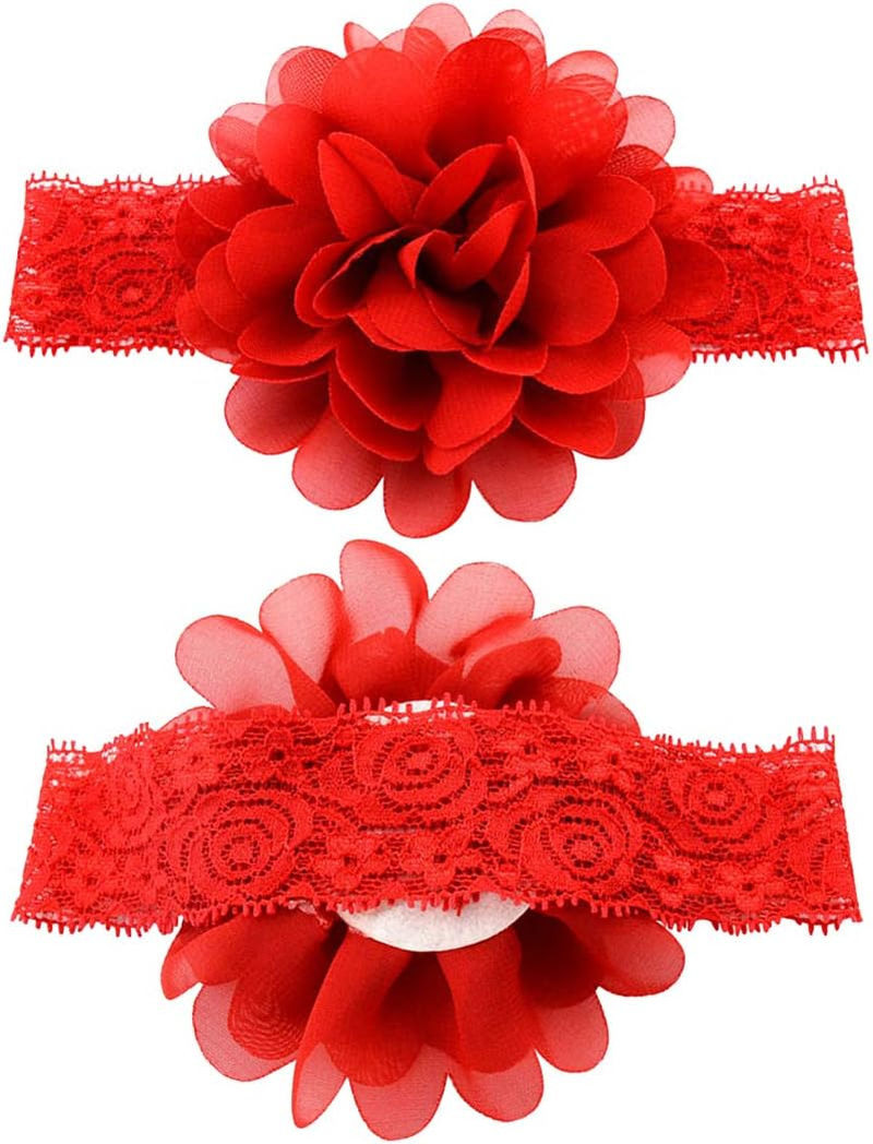 Willingtee 20Pcs Baby Girls Headbands Chiffon Flower Lace Band Hair Accessories for Baby Girls Newborns Infants Toddlers image number 1