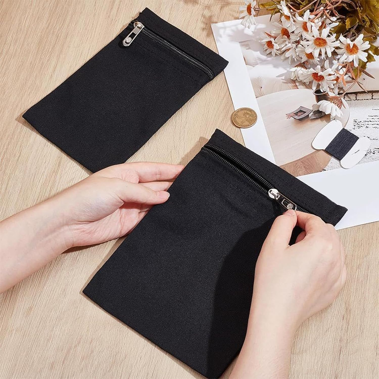 Zqkimzi Sew in Pockets | Anti-Theft Pouch with Zipper,Sew in Side Pocket | for Passport Protection Jacket Clothes Sweatshirt Shirt Robe Hoodie Sweater image number 5