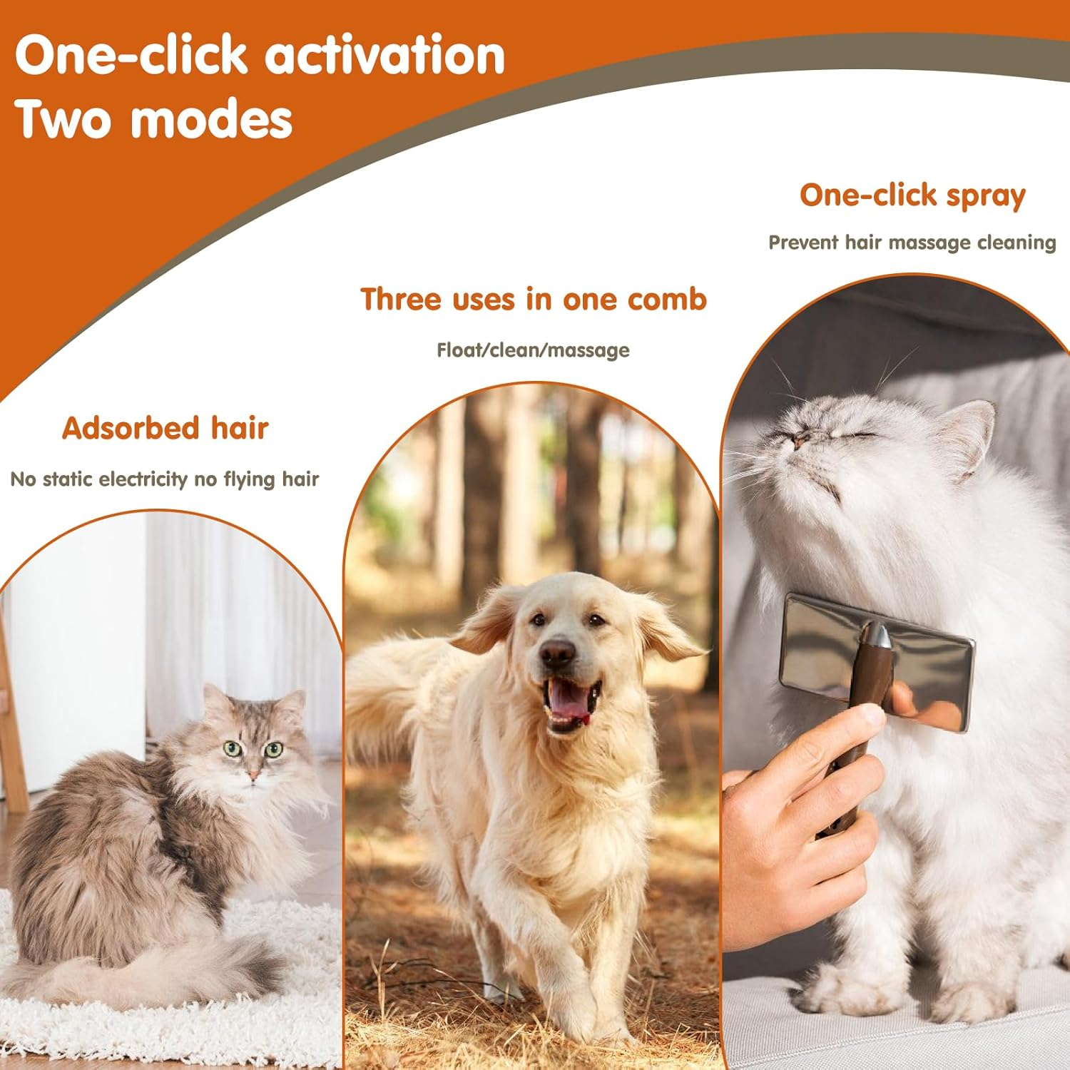 Cat Brush with Steam, Cat Steamy Brush, Steamy Brush Cat, Steam Brush for Cats, Cat Hair Brush, Self-Cleaning with Water Tank for Massage Care and Hair Removal image number 5