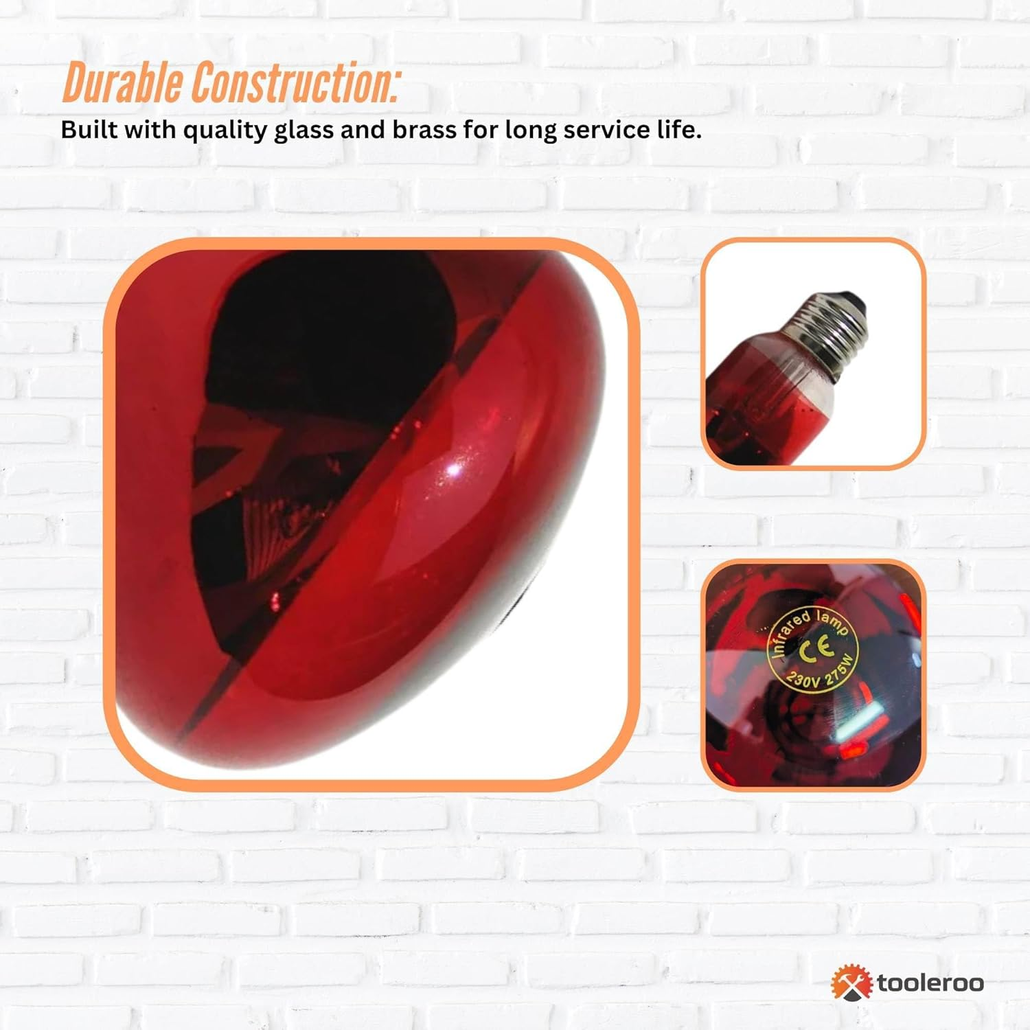 275W Infrared Heat Lamp Bulb - Red Edison Screw Therapy Light YC-868B image number 1