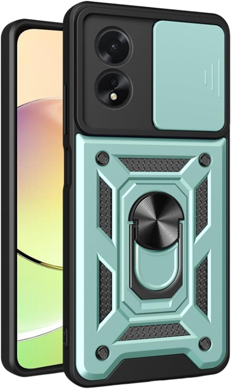 Nexue Case for Oppo A5 Pro 5G,TPU Rugged Heavy Duty Cover with PC Folding Bracket and Sliding Camera Lens Protection,Magnetic Car Mount Supported,Impact-Resistence, ﻿Black