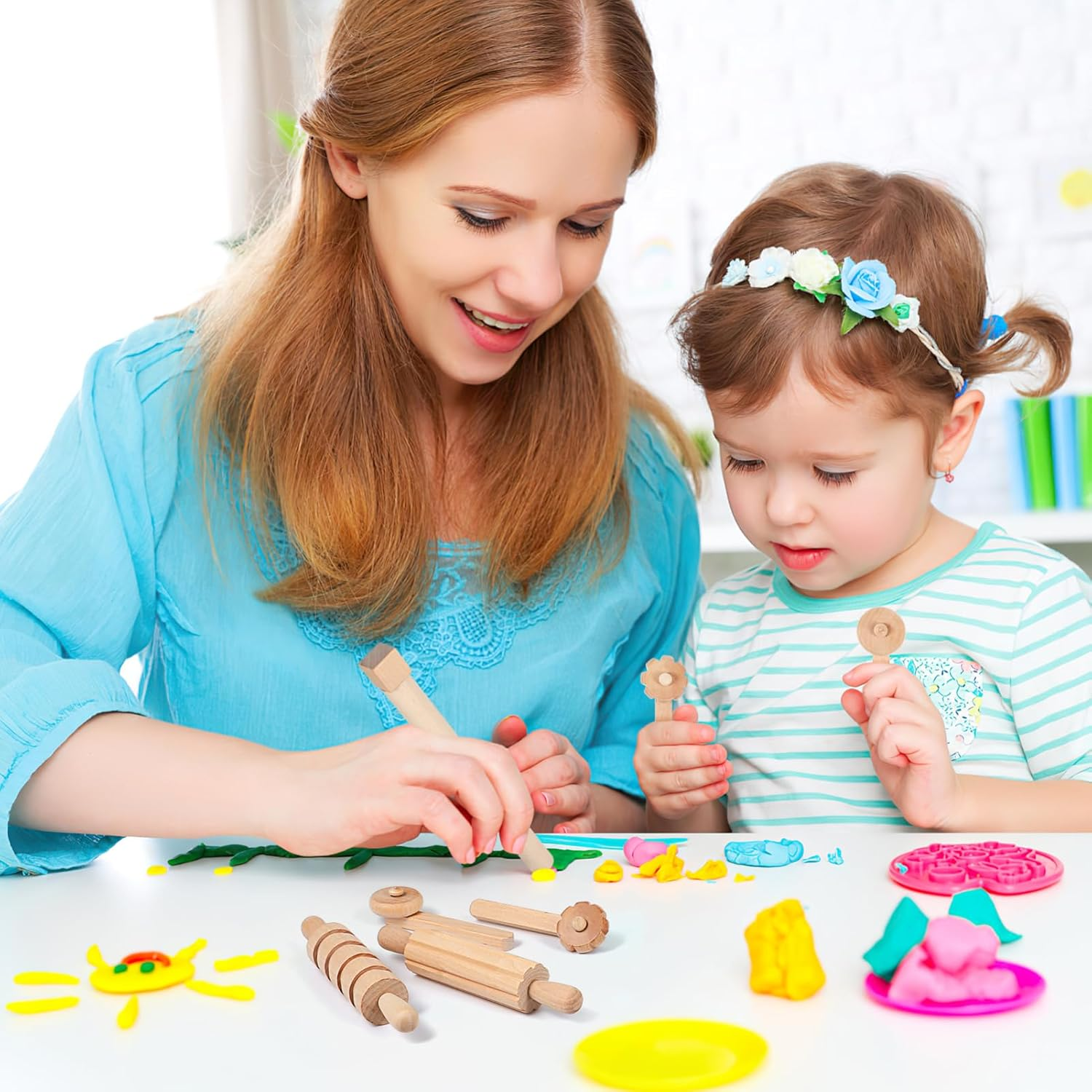 12Pcs Wooden Tools Set - Smooth & Safe Clay Shaping Tools for Kids DIY Craft, Compatible with Plasticine, Air-Dry Clay, Polymer image number 4