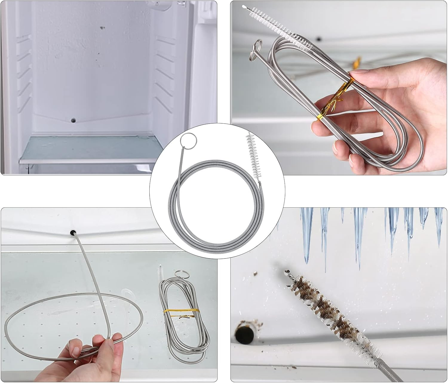 Extra Long Pipe Tube Cleaner Fridge Drain Pipe Dredging Tool Flexible Drain Brush Skinny Tube Spiral Cleaning Brush Drinking Straw Cleaner Brush Nylon Spring Aquarium Filter Brush 155CM (White) image number 1