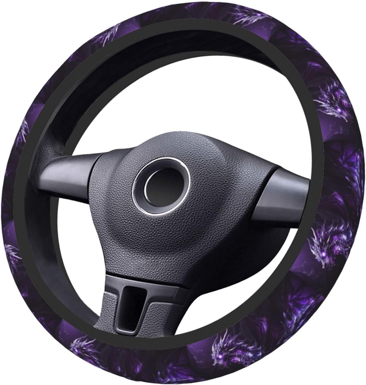 Dragon with Purple Color Steering Wheel Covers,Anti Slip Sweat Absorption Elasticity Car Accessories Steering Wheel Protector Universal 15 Inch for SUV Sedan Vans Trucks - 26 image number 7