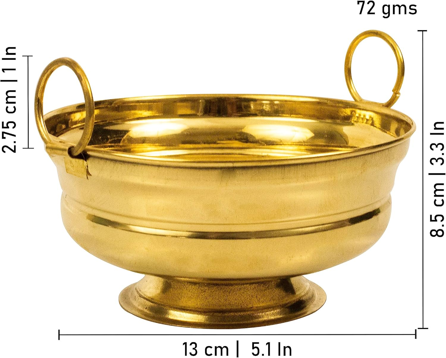 Brass Urli Decorative Bowl Vessel, Home Decor Festive Gift Item- Small Urli with Hook 13 Cm image number 2