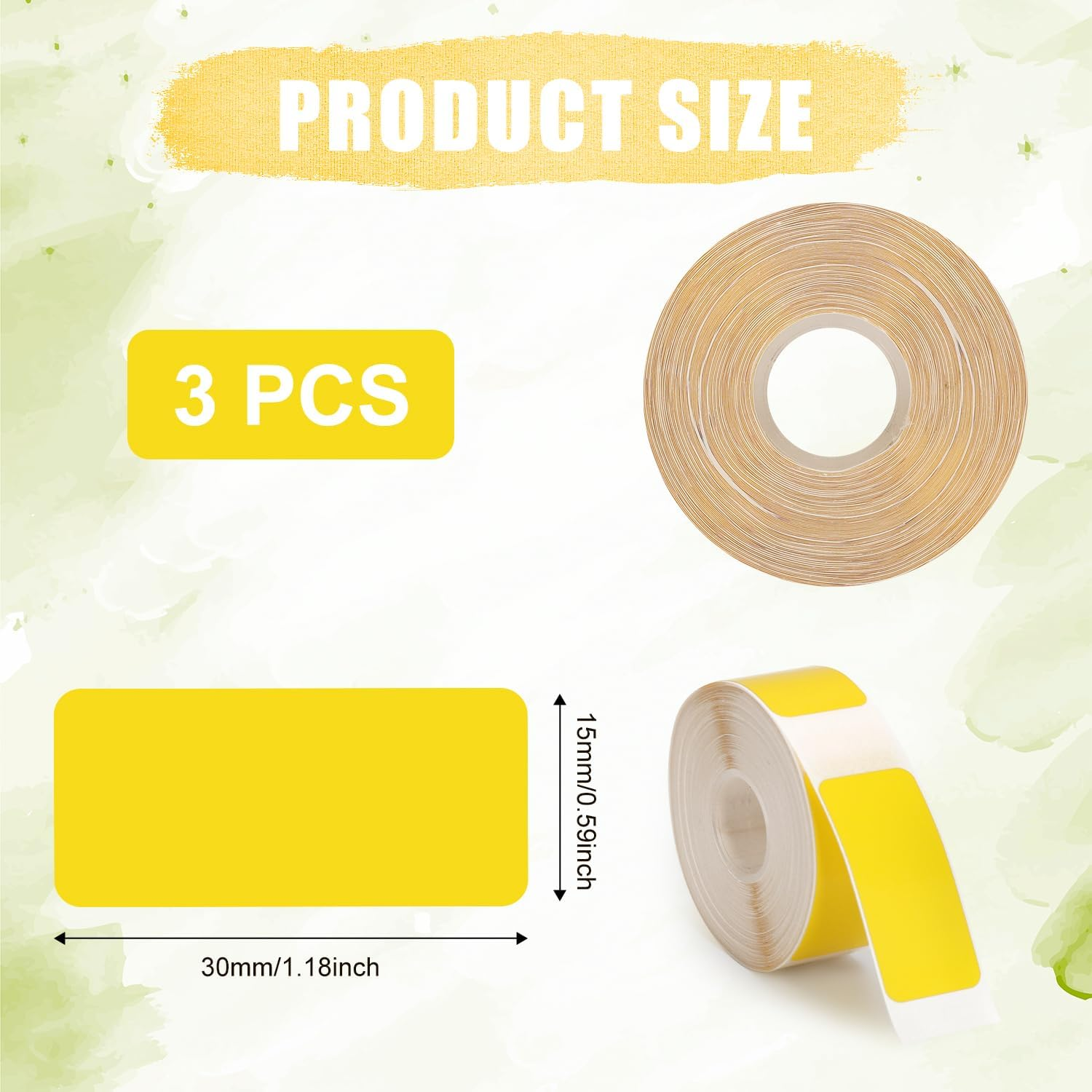 3 Rolls Label Tapes for Phomemo D30 Label Maker, 15Mm X 30Mm Self-Adhesive Label Tape Thermal Sticker Paper Roll for Home Office School Supplies (Yellow) - Blue image number 2