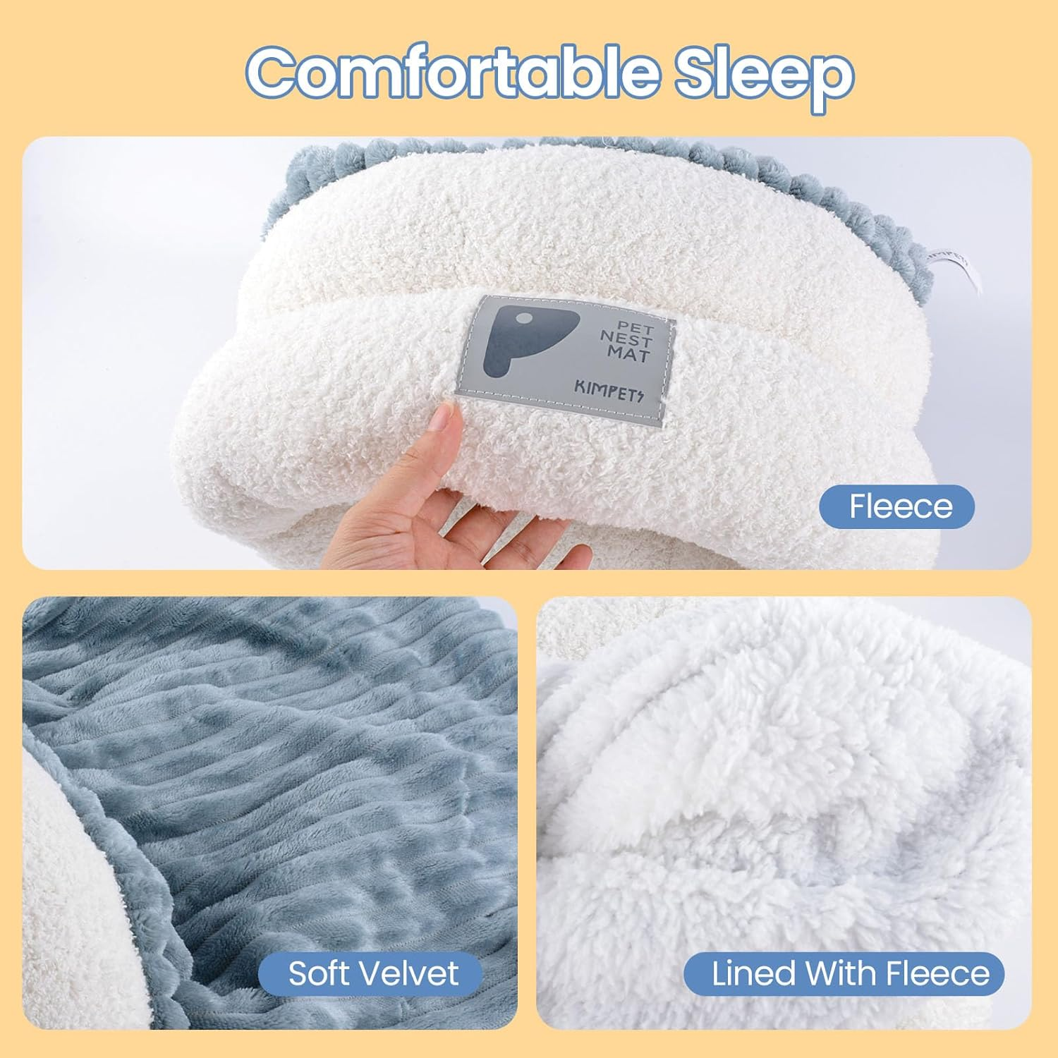 Winter Cat Sleeping Bag Cozy Plush Pet Bed Self-Heating 360&deg; Wrap Comfortable Pet Snuggle Sack for Cats and Dogs Warm Cat Cave Winter Sleep Bag(L) image number 4