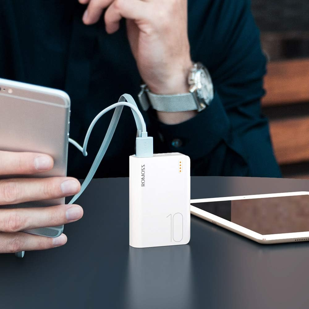 ROMOSS 10000Mah USB C Power Bank, Mini Portable Charger, 2 Outputs and 2 Inputs Battery Pack Compatible for Iphone 17/16/15//14, Ipad, Galaxy S25/S24, Gopro and More(White) image number 2