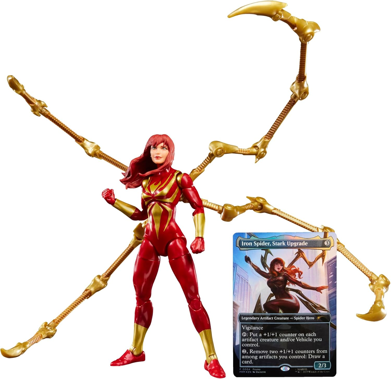 Marvel Legends Series Magic: the Gathering Mary Jane Watson (Iron Spider), 6-Inch Spider-Man Action Figure; Exclusive Foil Collectible Card Game Trading Card image number 4