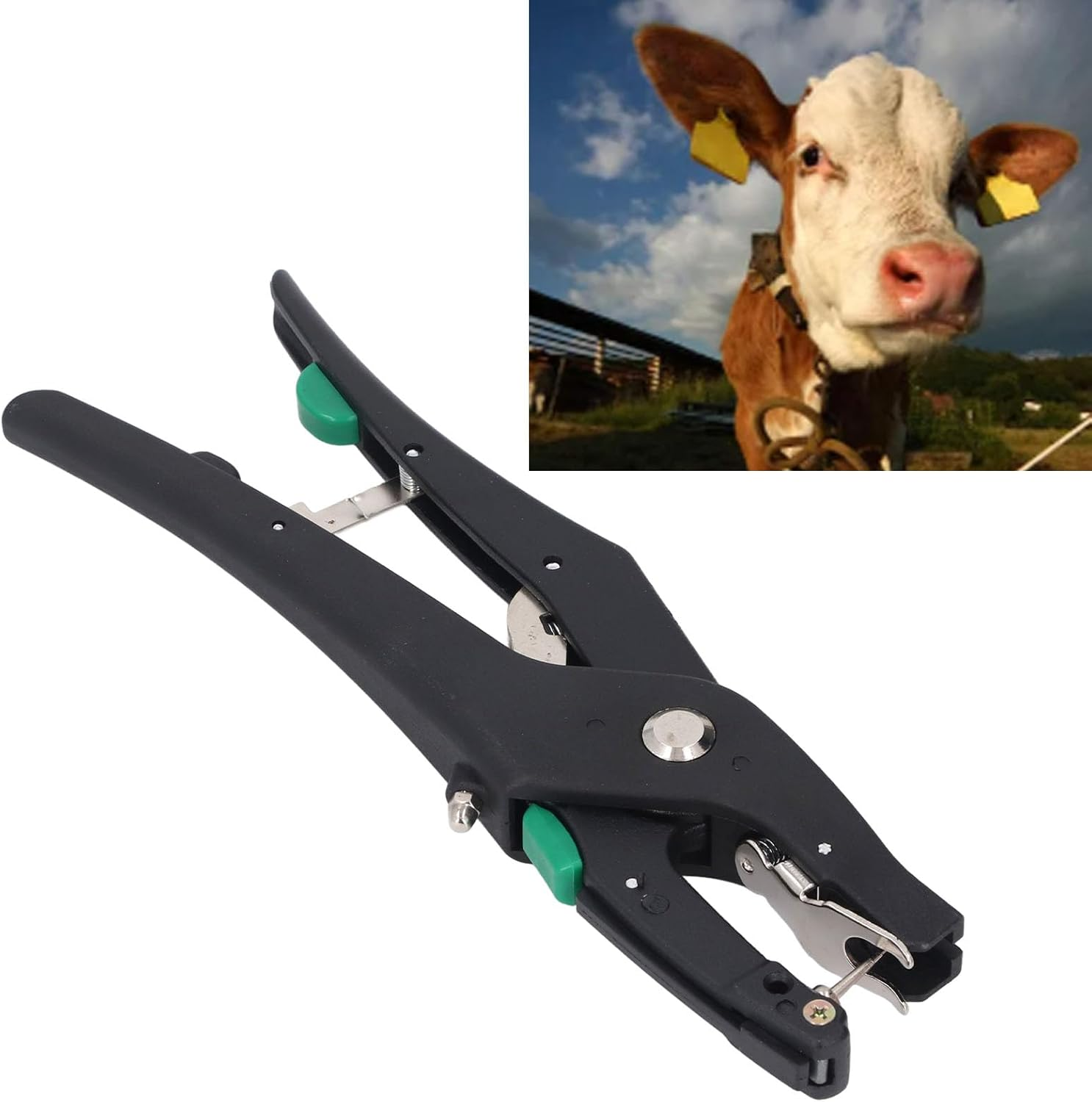 Livestock Ear Tag Applicator, Cattle Ear Tagger Vertical Insertion, Automatic Rebound, Ear Tag Animal Tool for Cows Goats Sheep Pigs Animal Identification Earring Tagger image number 5