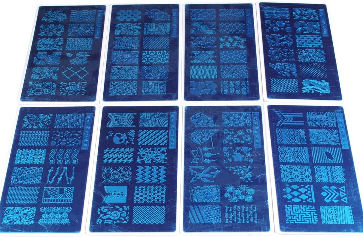 16Pcs Different Design Nail Art Stamping Plates with White Holder Nail Template + 1 Pcs Square Green Rubber Stamper DIY Nail Art Image Stamp Plates Manicure Template Nail Art Tools image number 3