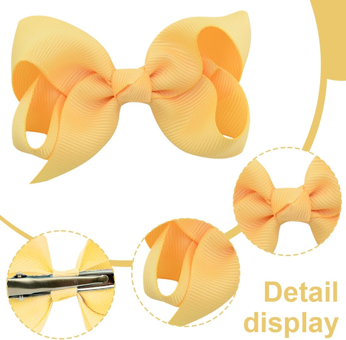 YOCDNOV Pack of 6 Bow Hair Clips - Ponytail Clips 3 Inches, Duckbill Hair Bow for Teenage Girls Hair Accessories (Small Blue + Dark Green + Orange) image number 2