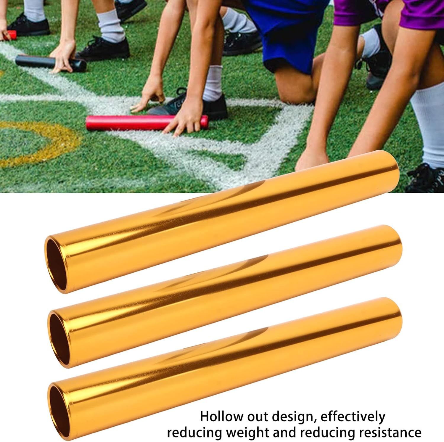 Athletics Reusable Batons 3Pcs Aluminum Alloy Proper Size for Student Relay Events (Gold) image number 6