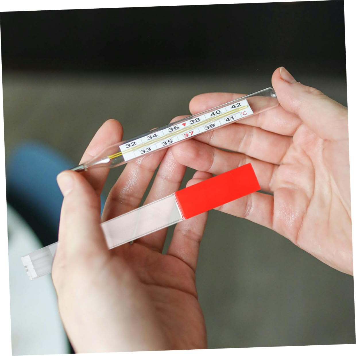 Cabilock 2Pcs Oral Holder for Adults Vacuum Tube Tester Termometro Blood Collection Tube Plastic Case Rectal Red image number 3