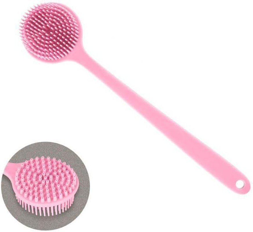 Silicone Back Scrubber for Shower-Long Handle, Double-Sided Body Shower Cleaning Tool for Men Women That Produces Rich Foam, Exfoliates Rough Skin on the Back, and Offers a Massaging Effect(Green) image number 3