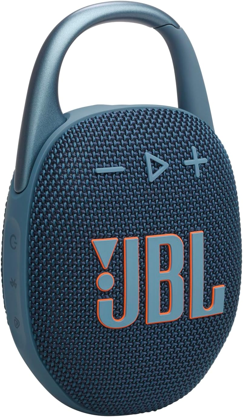 JBL Clip 5, Ultra-Portable JBL Pro Sound, Redesigned Carabiner, up to 12 Hours of Playtime plus 3 Hours with Playtime Boost, Waterproof and Dustproof, Multi-Speaker Connection by Auracast, Squad