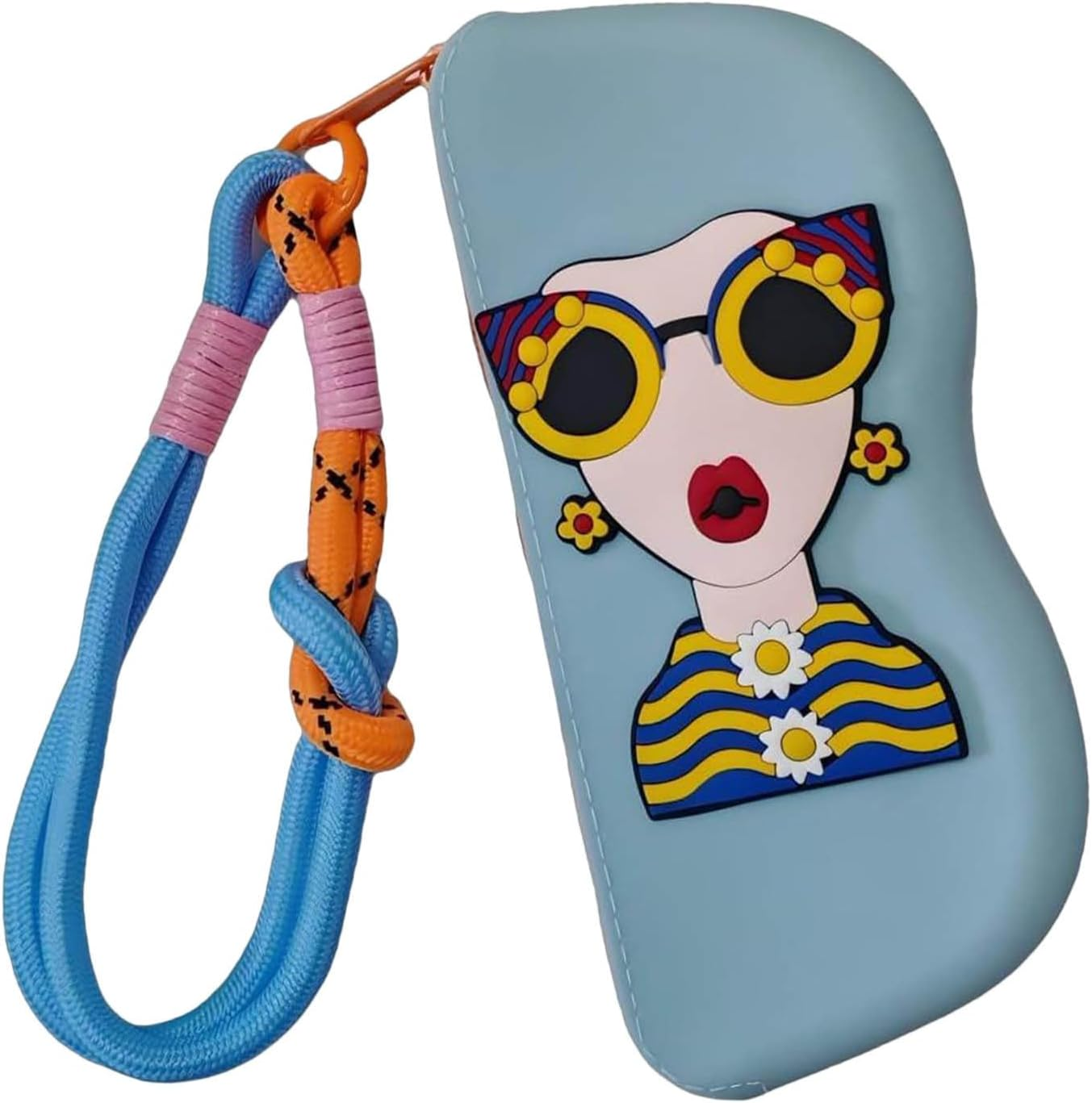Cute Glasses Case | Cute Sunglasses Case for Women,Sunglass Organizer Storage Bag, Zipper Pouch Silicone with Wrist Strap for Eyewear Organization and Storage
