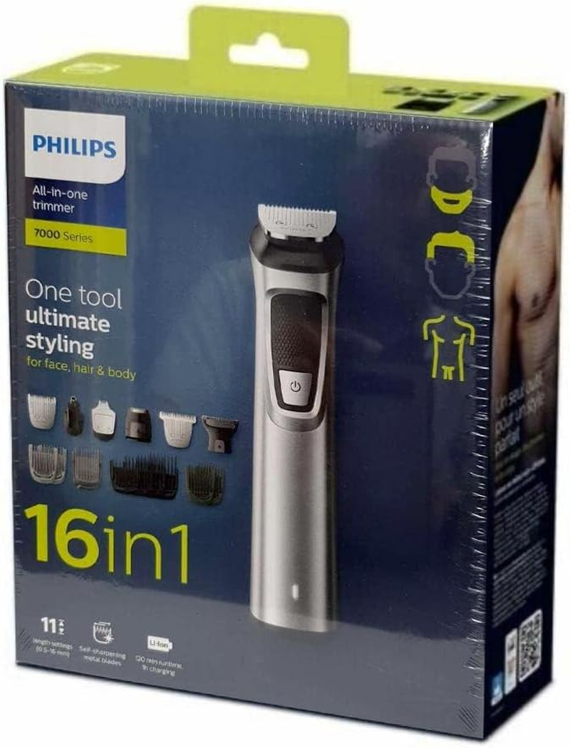 Philips Multigroom Series 7000 16-In-1 Face, Hair & Body Trimmer, MG7736/13, Silver