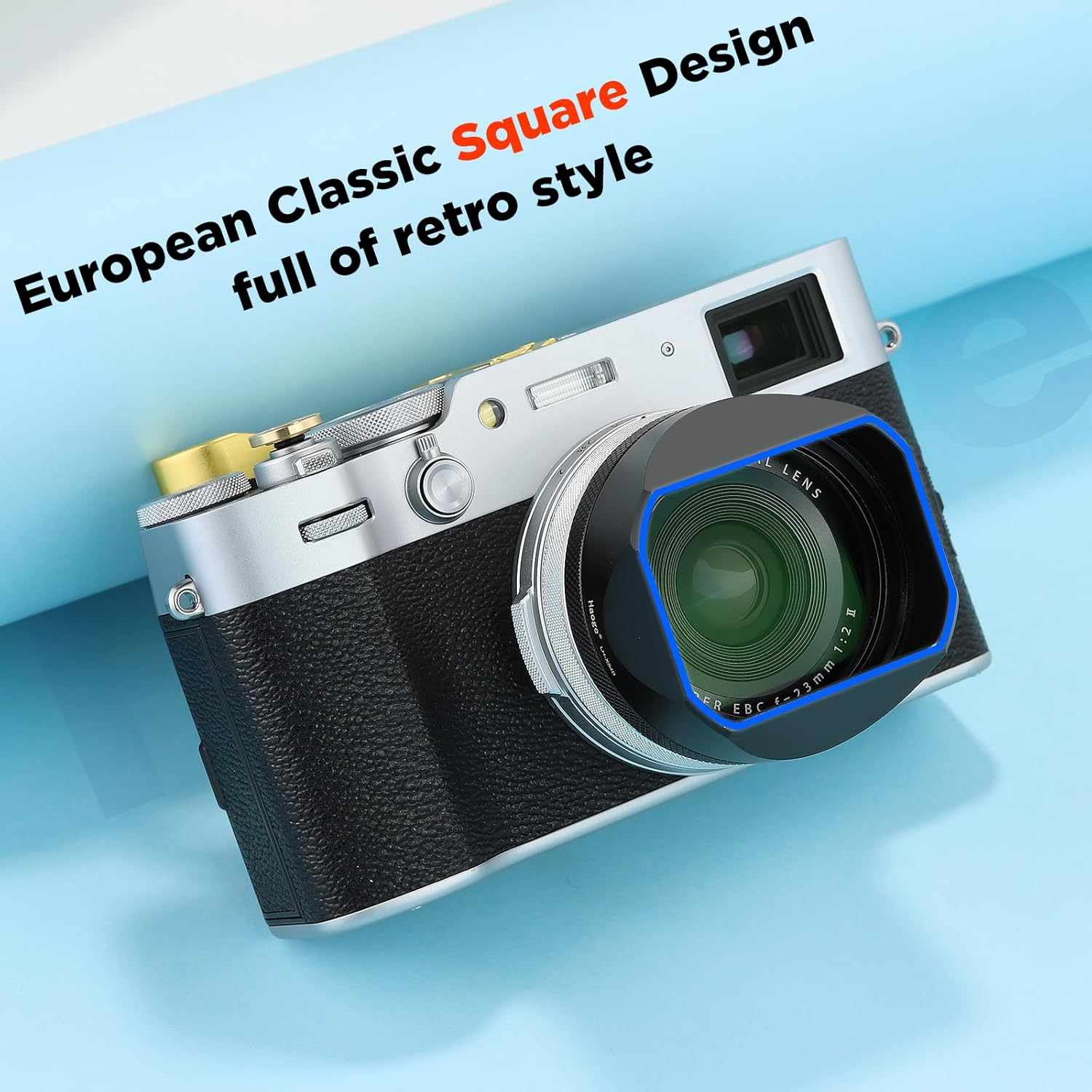 Haoge LH-X54B Square Metal Lens Hood with 49Mm Adapter Ring for Fujifilm X100VI Fuji X100V Camera Black - Black image number 4