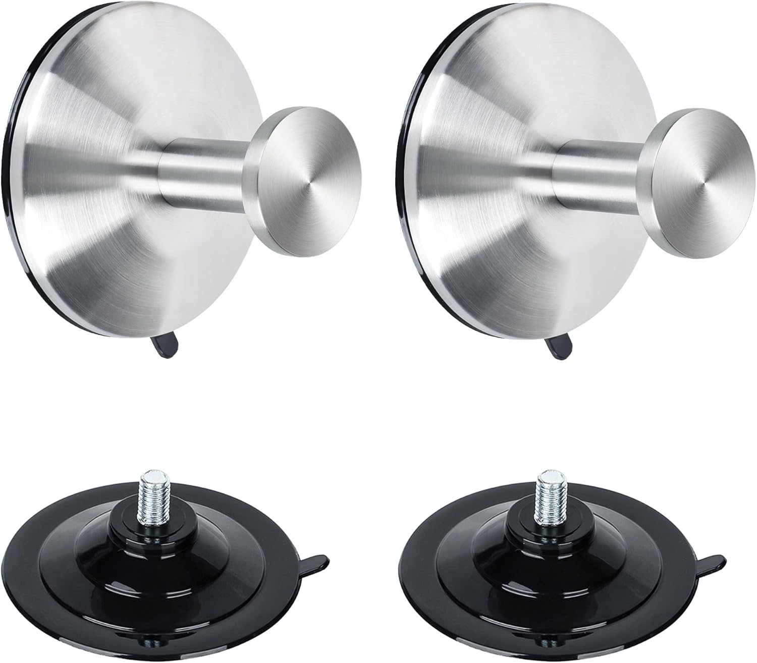 SAYAYO Suction Cup Hooks for Shower, 2Pcs Black Suction Towel Hook for Glass Window, SUS 304 Stainless Steel Bathroom Hooks for Glass Door, Mirror, Tile