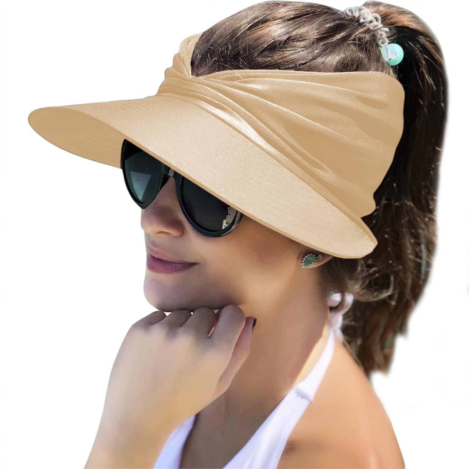 Muryobao Womens Sun Visor Hat Wide Brim Summer UPF 50+ UV Protection Beach Sport Cap