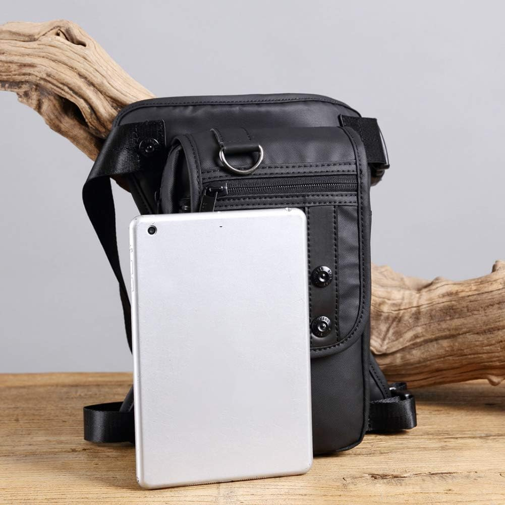 Waterproof Oxford Drop Leg Bag for Men Motorcycle Riding Mens Fanny Pack Multi-Function Travel Fishing Hiking Cycling Black (Black) (Black) image number 4