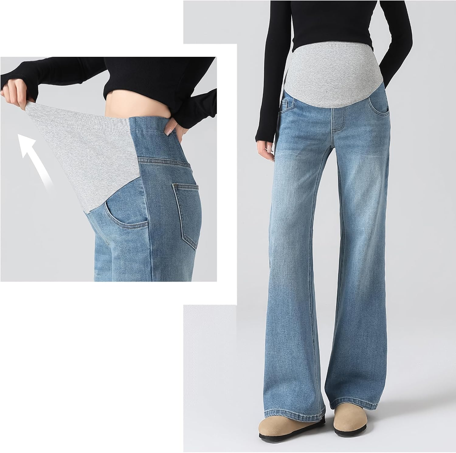 Maternity Jeans with Adjustable Waist - Life Comfort plus Size for Women under 170 Cm Utility Pockets image number 5