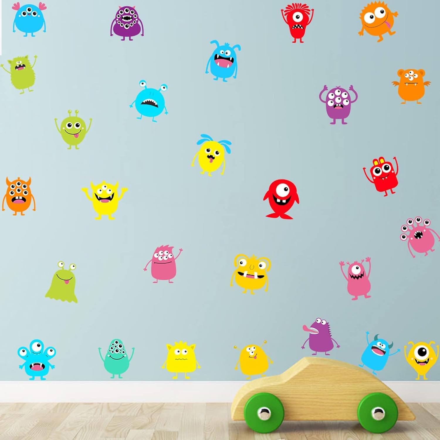 Maydahui Cute Naughty Monster Wall Sticker Big Eye Cartoon Monster Wall Decal (33 * 33 Inch) Art Murals Decor for Halloween Nursery Living Room Kids Bedroom Daycare Center image number 5