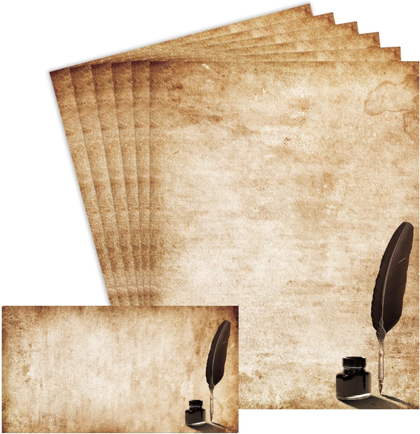 Paper Master Vintage Stationary Set, Old Fashion Letter Writing Stationary Paper and Envelopes Set, 48 Sheets Feather Stationery Set with 24 Envelopes, 8.5X11 Inch image number 6