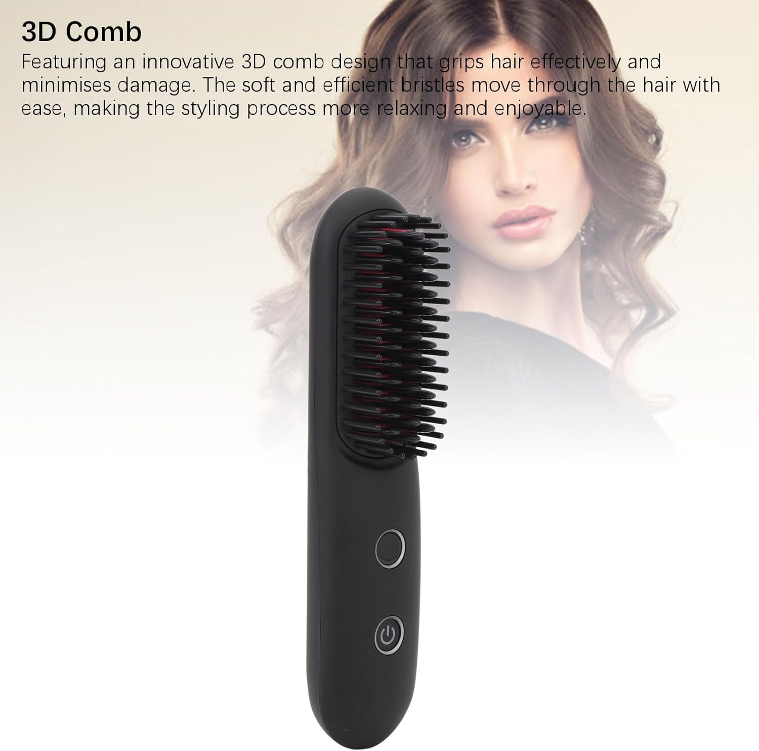 Portable Cordless Hair Straightener Brush with LED Temperature Display, Negative Ion Cordless Hair Straightener Brush with Hair Clip, Type C Cable, Carrying Pouch, Easy to Carry image number 6