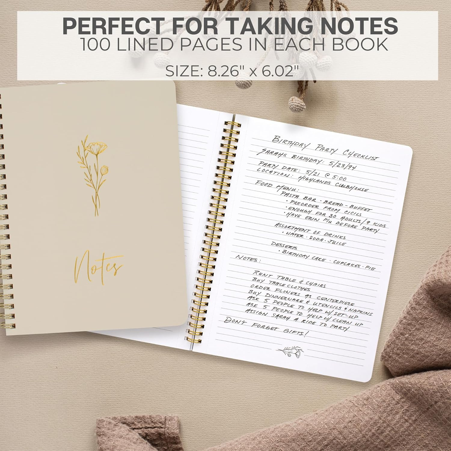 ZICOTO Aesthetic Spiral Notebook Set of 3 for Women - Cute College Ruled 8X6 Journal/Notebook with Large Pockets and Lined Pages - Perfect Supplies to Stay Organized at Work or School image number 6